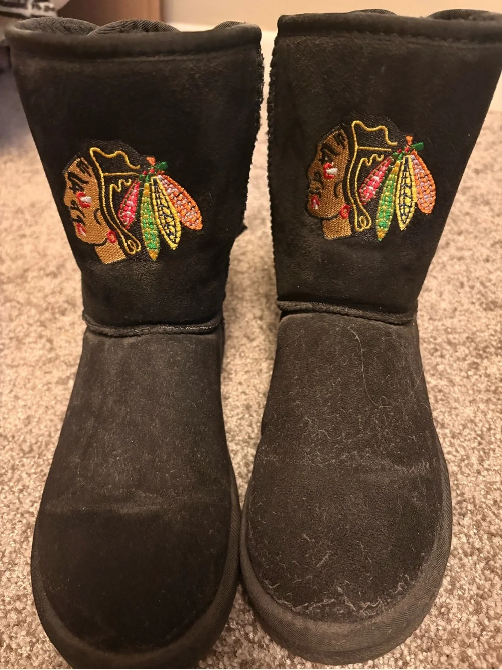 Black Embroidered Logo Winter Boots